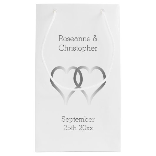 Trouwen Kleine Gift Bag Zilveren Harten Klein Cadeauzakje (Achterkant)
