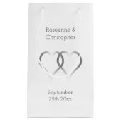 Trouwen Kleine Gift Bag Zilveren Harten Klein Cadeauzakje (Voorkant)