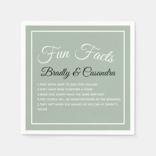 Trouwen Leuk Feit Effen kleur Salie groen Servet (Voorkant)