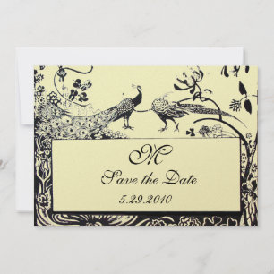 TROUWEN LIEFDE VOGELS MONOGRAM,zwart,ivoormetaal Kaart