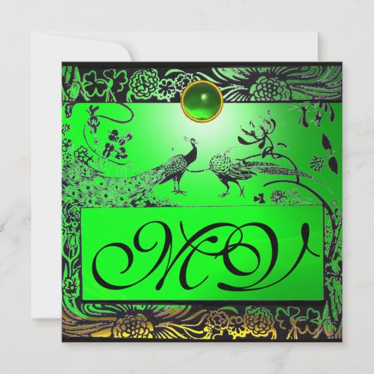 TROUWEN LIEFDEBEBBEN MONOGRAM zwart geel smaragd Aankondiging (Voorkant)