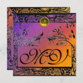 TROUWEN LIEFDEBOGELS INITIAAL zwart geel paars Aankondiging (Voorkant / Achterkant)