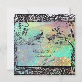 TROUWEN LIEFDEBOGELS INITIALEN zwart groen blauw Aankondiging (Achterkant)