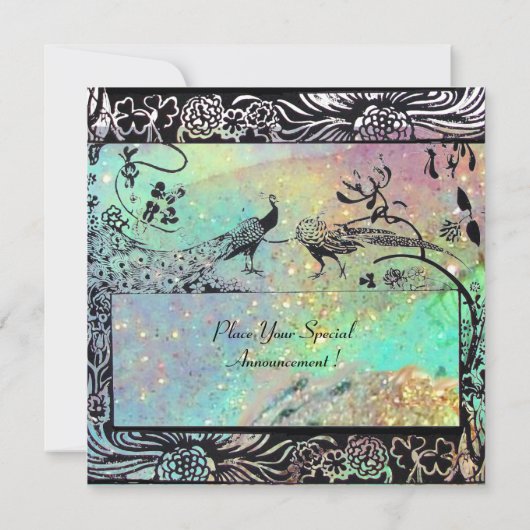 TROUWEN LIEFDEBOGELS INITIALEN zwart groen blauw Aankondiging (Achterkant)