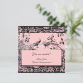 TROUWEN LIEFDEBOGELS, zwart en wit, roze Kaart (Staand voorkant)