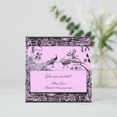 TROUWEN LIEFDEBOGELS ,zwart en wit ,roze Kaart (Staand voorkant)