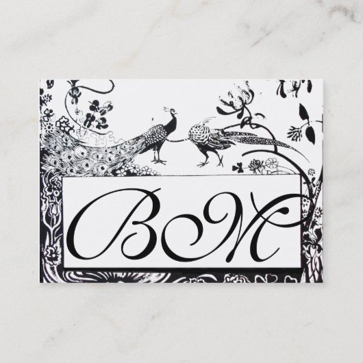 TROUWEN LIEFDESVOGELS INITIALEN ,zwart en wit Visitekaartje (Achterkant)