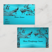 TROUWEN LIEFDESVOGELS / PAUWEN Zwart Blauw Turkooi Visitekaartje (Voorkant / Achterkant)