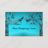 TROUWEN LIEFDESVOGELS / PAUWEN Zwart Blauw Turkooi Visitekaartje (Achterkant)