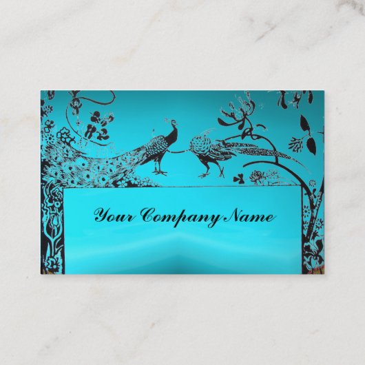 TROUWEN LIEFDESVOGELS / PAUWEN Zwart Blauw Turkooi Visitekaartje (Achterkant)