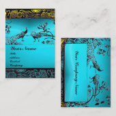 TROUWEN LIEFDESVOGELS, zwart wit, blauw aquamarijn Visitekaartje (Voorkant / Achterkant)