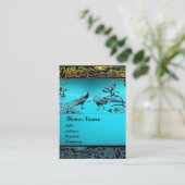 TROUWEN LIEFDESVOGELS, zwart wit, blauw aquamarijn Visitekaartje (Staand voorkant)