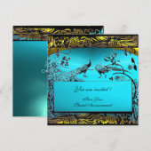 TROUWEN LIEFDESVOGELS, zwart, wit, geel aqua blauw Kaart (Voorkant / Achterkant)