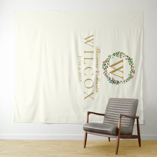 Trouwen Logo Monogram bruiloft fotocabine Wandkleed (In Situ (horizontaal))