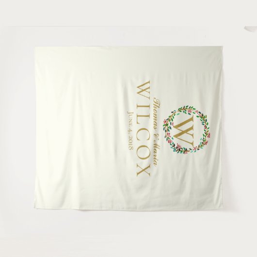 Trouwen Logo Monogram bruiloft fotocabine Wandkleed (Voorkant (horizontaal))