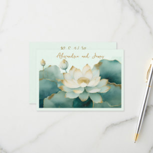 Trouwen Lotus bloem gouden randen RSVP Kaartje