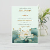 Trouwen Lotus bloemen met gouden randen Kaart (Staand voorkant)