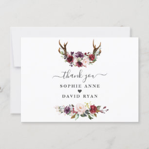 Trouwen met Beige Roze Pruimroze Bloemen Bedankkaart