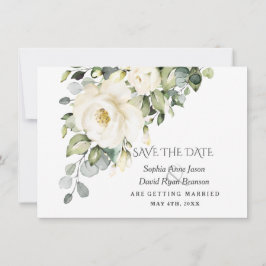 Trouwen met charm witte waterverf bloemen save the date