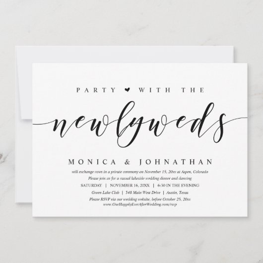 Trouwen met een Elopement-feest met de pasgetrouwd Kaart (Voorkant)