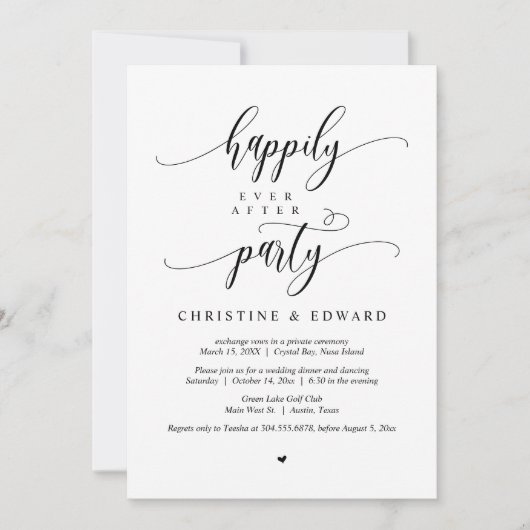 Trouwen met een Elopement, Happily Ever After Fees Kaart (Voorkant)