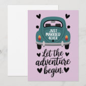 Trouwen met een klassieke auto bruiloft feestdagenkaart (Voorkant / Achterkant)