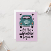 Trouwen met een klassieke auto bruiloft kaart (Voorkant / Achterkant in situ)