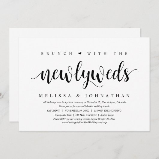 Trouwen met een Vlucht, Brunch met de pasgetrouwde Kaart (Voorkant / Achterkant)