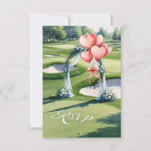 Trouwen met golfbal op groen RSVP kaartje