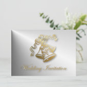 Trouwen met Gouden Bruiloft Bellen Trouw Uitnodigi Kaart (Staand voorkant)