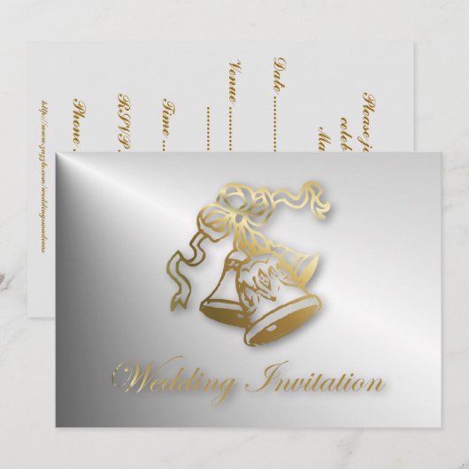 Trouwen met Gouden Bruiloft Bellen Trouw Uitnodigi Kaart (Voorkant / Achterkant)