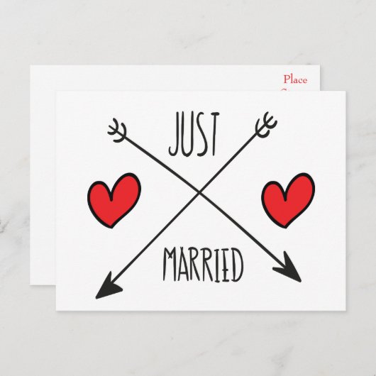 Trouwen met het hart en de pijl bruiloft Briefkaar Aankondigingskaart (Voorkant / Achterkant)