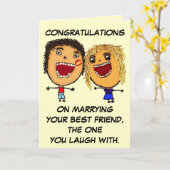 Trouwen met je beste vriend Cartoon Kaart (Gele Bloem)