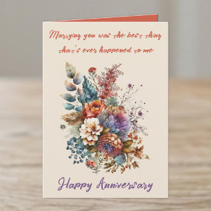 Trouwen met jou bloemen oranje vrouw jubileum kaart