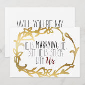 Trouwen met mij, maar bij ons blijven | bruidsmeis kaart (Voorkant / Achterkant)