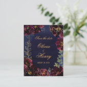 Trouwen met Navy Bordeaux Save The Date Kaart (Staand voorkant)