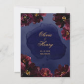 Trouwen met Navy Bordeaux Save The Date Kaart (Achterkant)