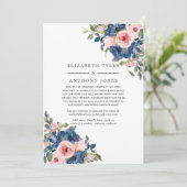 Trouwen met Navy en Blush Bloemen: Gereduceerde Ui Aankondiging (Staand voorkant)