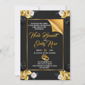 Trouwen met rozen en gouden ringen kaart (Voorkant)