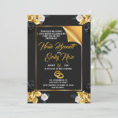 Trouwen met rozen en gouden ringen kaart (Staand voorkant)