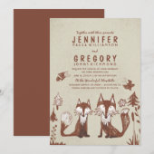 Trouwen met twee vossen in Woodland Kaart (Voorkant / Achterkant)