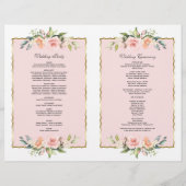 Trouwen met Waterverf Roze Bloemen Gouden Huwelijk Flyer (Achterkant)