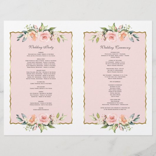 Trouwen met Waterverf Roze Bloemen Gouden Huwelijk Flyer (Achterkant)