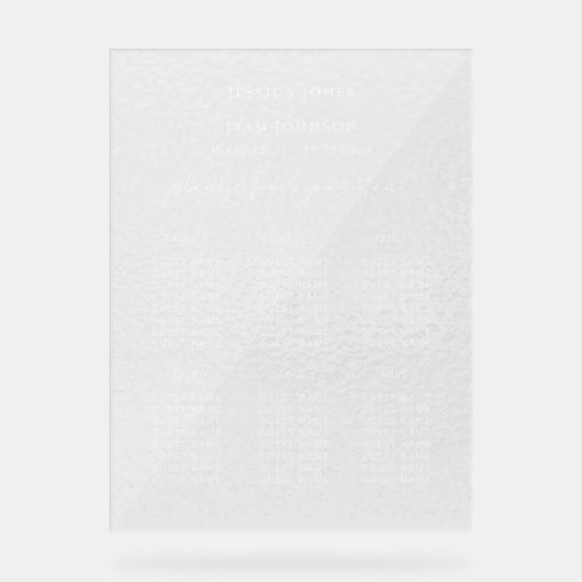 Trouwen Minimale Zitting Grafiek Frosted Acryl Tek Acryl Bord (Voorkant)