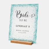 TROUWEN! Mint Glitter Bruiloftsfeest Acryl Bord (Hoek)