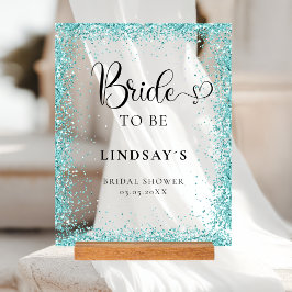 TROUWEN! Mint Glitter Bruiloftsfeest Acryl Bord