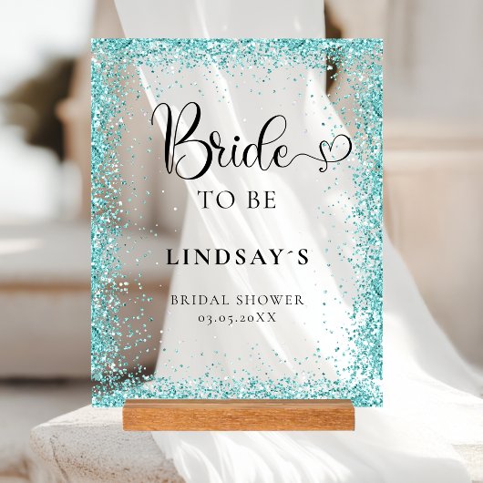 TROUWEN! Mint Glitter Bruiloftsfeest Acryl Bord