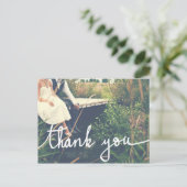 Trouwen Modern Bedankt Script Koppel Foto Briefkaart (Staand voorkant)