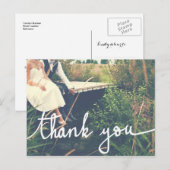 Trouwen Modern Bedankt Script Koppel Foto Briefkaart (Voorkant / Achterkant)