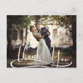 Trouwen Modern Hand Script DANK U Foto Briefkaart (Voorkant)